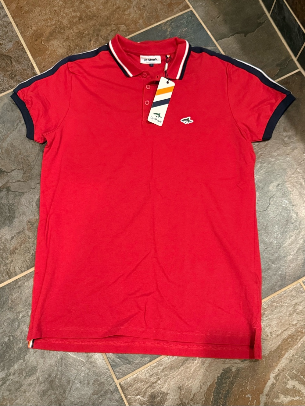NWT Le Shark Men's Red Polo Shirt with Contrast Trim